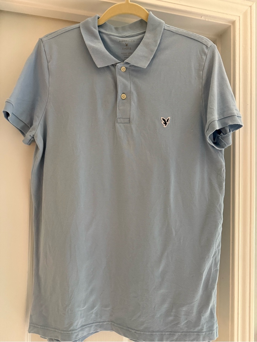 American Eagle Outfitters Light Blue Polo with Embroidered Eagle